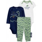 Carter's Set 3dílný body dl. rukáv body kr. rukáv tepláky Navy Dino chlapec