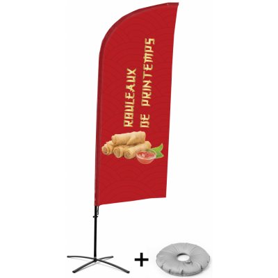 Jansen Display Kompletní sada reklamní vlajky ve tvaru křídla, Jarní závitky, francouzština Křížová Základna, 1273 x 3030 mm – Zboží Živě