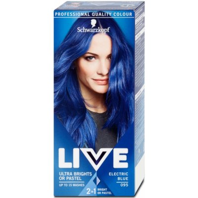 Schwarzkopf Live Ultra Brights or Pastel barva na vlasy 095 Electric Blue – Zboží Mobilmania