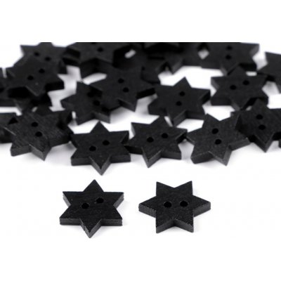 Výprodej - Dřevěný dekorační knoflík hvězda - černá, 10ks Varianta: 9 černá, Balení: 10 ks – Zboží Dáma