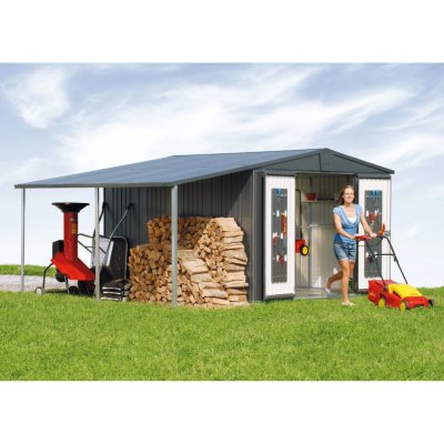 Biohort Postranní střecha Europa 6/7, šedý křemen metalíza s jednokřídlými dveřmi – Zboží Mobilmania