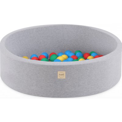 Plush Nest suchý bazén kulatý světle šedý bavlněný 90 x 30 cm + 200 míčků – Hledejceny.cz