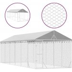 Shumee Venkovní psí kotec se střechou stříbrný 300 x 900 x 250 cm ocel – Zboží Dáma