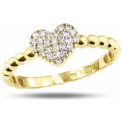 Lillian Vassago Zdobený zlatý prsten se srdcem a zirkony LLV74-GR001Y