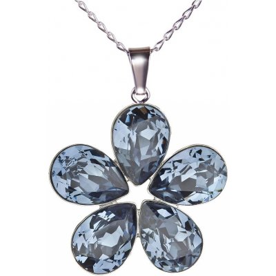 Swarovski Elements Flower, pear stříbrný (přívěsek + řetízek) modrá kytička (slzička, kapka) 54037.3 modrá – Hledejceny.cz