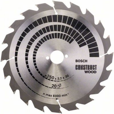 Bosch 2608641774 Pilový kotouč Construct Wood 250 x 30 x 3,2 mm, 20 – Hledejceny.cz