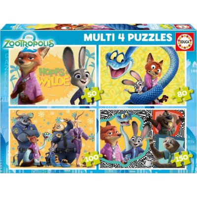 EDUCA Zootropolis 2 4v1 50,80,100,150 dílků – Zboží Mobilmania