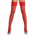 Cottelli Hold-up Stockings with Lace Trim 2520664 Red – Zboží Dáma