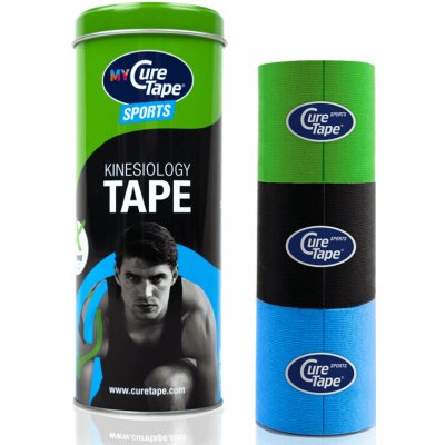 CureTape Kineziologické tejpy MyCureTape Sports lime/černá/modrá 5 cm x 2,5 m – Zboží Mobilmania