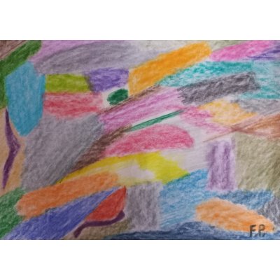 Petr Farták, Abstrakce - barva - tvar -II., Malba na papíře, pastelka, 29 x 21 cm – Zboží Mobilmania