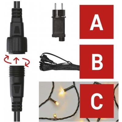 EMOS Základní sada pro spojovací řetězy Standard 10 m venkovní teplá bílá časovač – Zboží Mobilmania