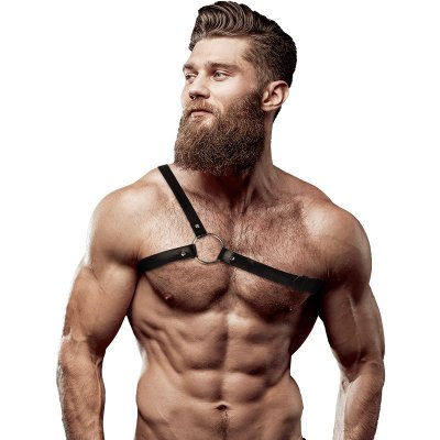 Fetish Submissive Attitude Eco Leather Crossed Shoulder Strap Harness Men Black – Zboží Mobilmania