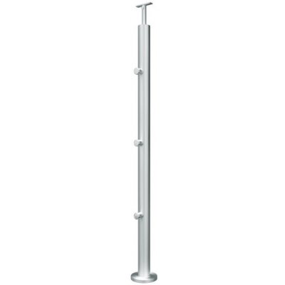 Hahn Steel Konfigurátor - nerezový sloupek Ø42,4mm - 3 x výplň Ø12mm, AISI 304 na nakloněnou rovinu Výška sloupku: 500mm, Umístění výplně zábradlí: Na vnitřní straně, Úhel šikminy: 45° – Zboží Mobilmania