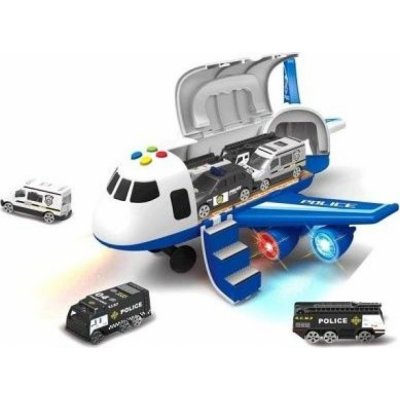 Alltoys Policejní letadlo s nákladním prostorem + 3 autíčka 1:64 – Sleviste.cz