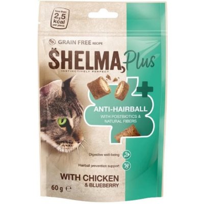 Shelma Cat Snack Anti-hairball polštářky kuřecí borůvky 60 g – Hledejceny.cz