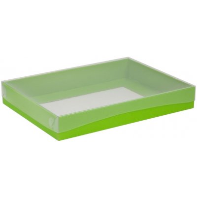 Dárková krabice s průhledným víkem 350x250x50/35 mm, zelená – Zboží Mobilmania