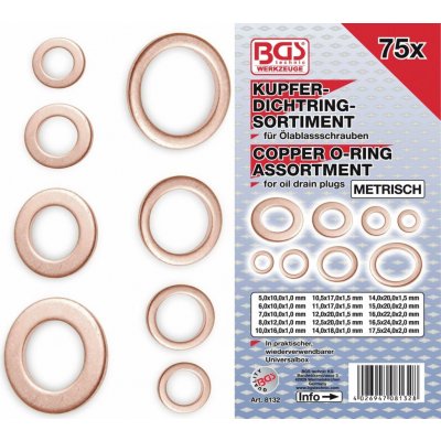 O kroužky, těsnící měděné, sada 75 dílů - BGS 8132 – Sleviste.cz