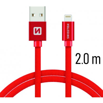 Swissten 71523306 USB 2.0 typ A na Lightning, USB 2.0, zástrčka A - zástrčka Lightning, opletený, 2m, červený – Zboží Mobilmania