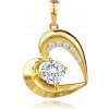 Přívěsky Šperky Eshop zlatý přívěsek ze žlutého zlata strukturované srdce s čirými zirkony S5GG261.48