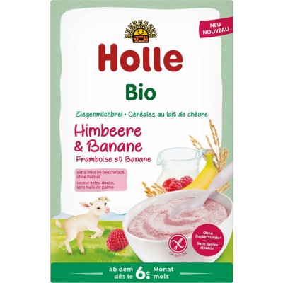 Holle bio kaše s kozím mlékem malinami a banánem 200 g – Zboží Dáma
