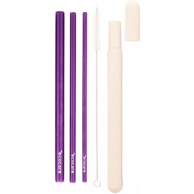 ECOCARE Ekologická kovová brčka cestovní set Fialová 3 ks – Sleviste.cz