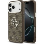 Guess PU 4G Metal Logo Zadní Kryt pro iPhone 17 Pro Max Silver Brown – Zboží Mobilmania
