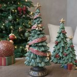 Zelený vánoční stromek se stuhou a mašlemi Noël Tree z polyresinu – Ø 15*40 cm - Chic Antique – Hledejceny.cz