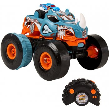 Hot Wheels Monster Trucks HW dálkově ovládaný kabriolet 1:12 Rhinomite s hračkou Race Ace truck 1:64