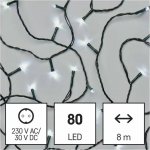 Emos D4AC02 LED vánoční řetěz 8 m venkovní i vnitřní studená bílá časovač – Hledejceny.cz