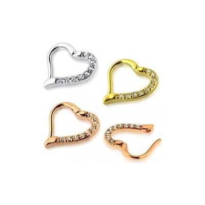 Piercingate Kruh segment srdíčko s kamínky PKR00128 – Zboží Mobilmania