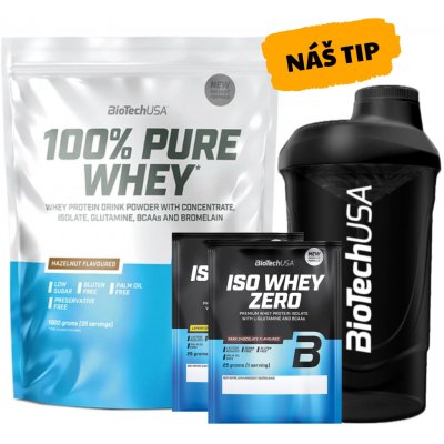 AKCE BioTech 100% Pure Whey 1000 g + ZDARMA Šejkr 600 ml + 2x vzorek – Hledejceny.cz