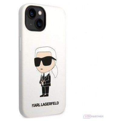 Pouzdro Karl Lagerfeld Apple iPhone 14 Plus Tekuté silikonové Ikonik NFT bílé – Zbozi.Blesk.cz