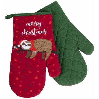 Vánoční kuchyňské rukavice chňapky LOVELY CHRISTMAS červená 18x30 cm 100% bavlna ESSEX – Zboží Mobilmania