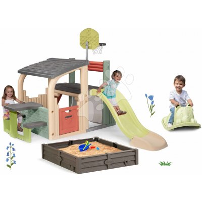 Smoby Set hrací centrum Fun Center se skluzavkou a zelená houpačka Kocour od 24 m – Zboží Mobilmania