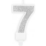PartyDeco svíčka malá stříbrná číslo 7 – Sleviste.cz