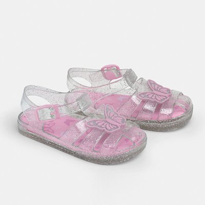 Mayoral Baby sandálky gumové třpytivé s motýlky stříbrné – Zboží Dáma Mayoral Baby sandálky gumové třpytivé s motýlky stříbrné – Zboží Dáma