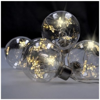 Solight Sada LED vánočních koulí s hvězdami velikost 8 cm 6 ks 30 LED časovač 3xAA USB 1V228 – Hledejceny.cz