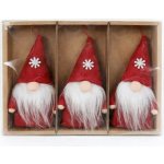 DECOLED Sada vánočních ozdob trpaslíci 11 cm, červená, textil, balení 3 ks – Sleviste.cz