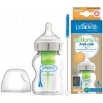 Dr. Brown's kojenecká láhev Options skleněná bílá se silikonovým dudlíkem level 1 1 ks 150 ml – Zboží Dáma