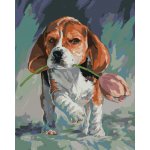 ZUTY Malování podle čísel PEJSEK S TULIPÁNEM 40 x 50 cm – Sleviste.cz