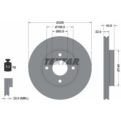 92096203 TEXTAR Brzdový kotouč | Zboží Auto