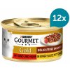 Konzerva pro kočky Gourmet Gold Délicatesse en Sauce hovězí a kuřecí 12 x 85 g