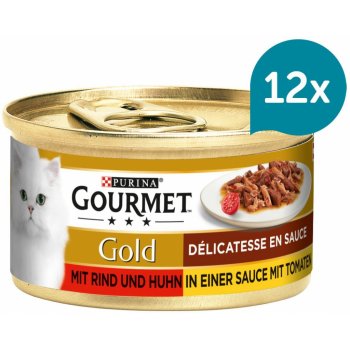 Gourmet Gold Délicatesse en Sauce hovězí a kuřecí 12 x 85 g