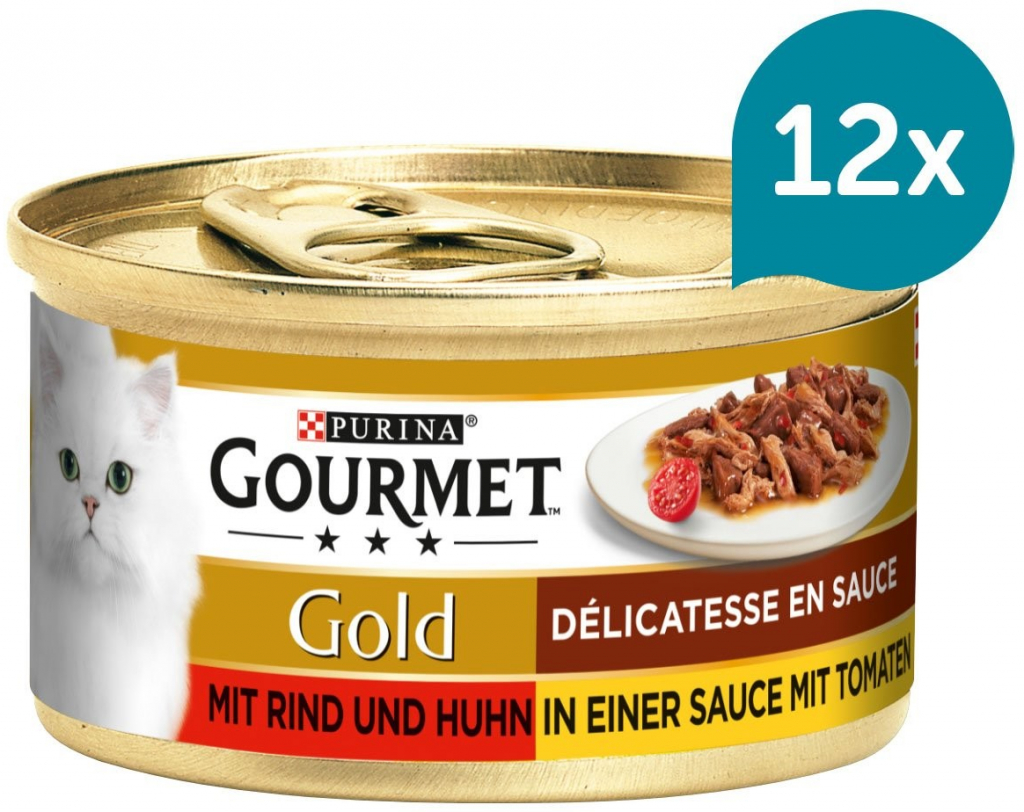 Gourmet Gold Délicatesse en Sauce hovězí a kuřecí 12 x 85 g