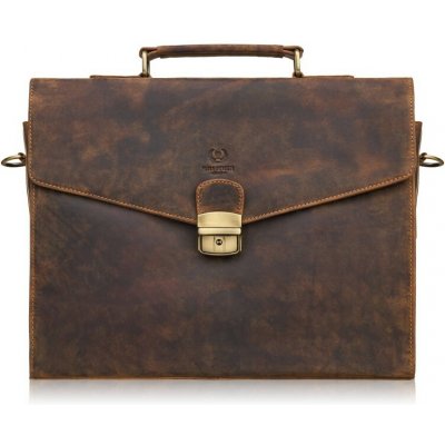Paolo Peruzzi Pánská aktovka z pravé kůže s klíčem Peruzzi vintage hnědá – Hledejceny.cz