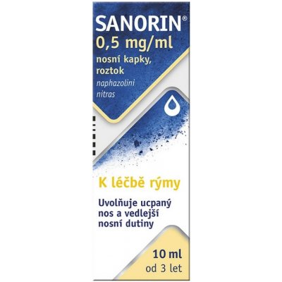 Sanorin 0,5 mg/ml nosní kapky 10 ml – Zboží Dáma