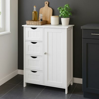 Bílá universální skříňka se 4 zásuvkami, 55 x 30 x 81 cm – Sleviste.cz