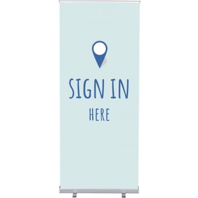Jansen Display Set Roll-baneru Budget s vytištěným motivem, Přihlášení, modrý, anglicky, 870 x 2080 mm – Hledejceny.cz