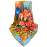 luxusní hedvábný květinový šátek s červenými květy ve váze – Zboží Dáma