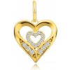 Přívěsky Šperky Eshop Přívěsek ze žlutého zlata obrys dvou srdcí, kulatý zirkon S5GG255.78